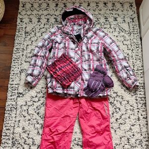 Ski/snowboard suit, balaclava, gloves, size M, 8-10